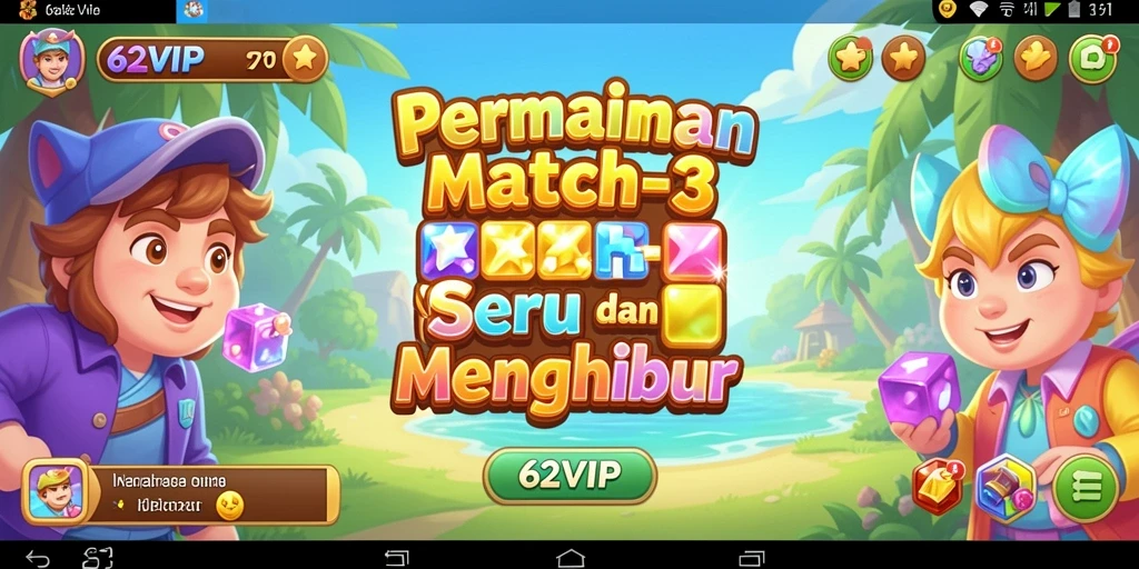 Screenshot gameplay menyerupai suasana permainan Match-3 yang menantang.