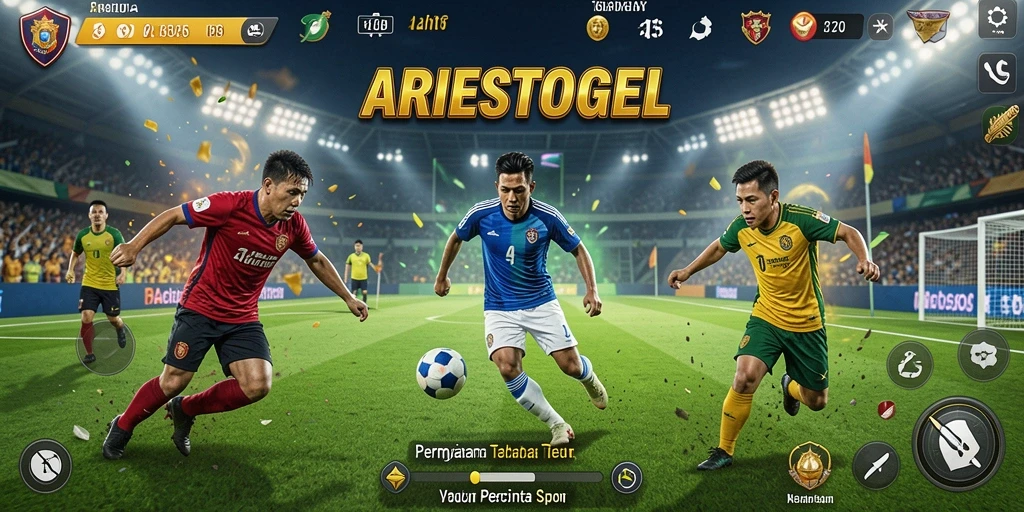 Tampilan gameplay seru ARIESTOGEL dengan aksi olahraga nyata.