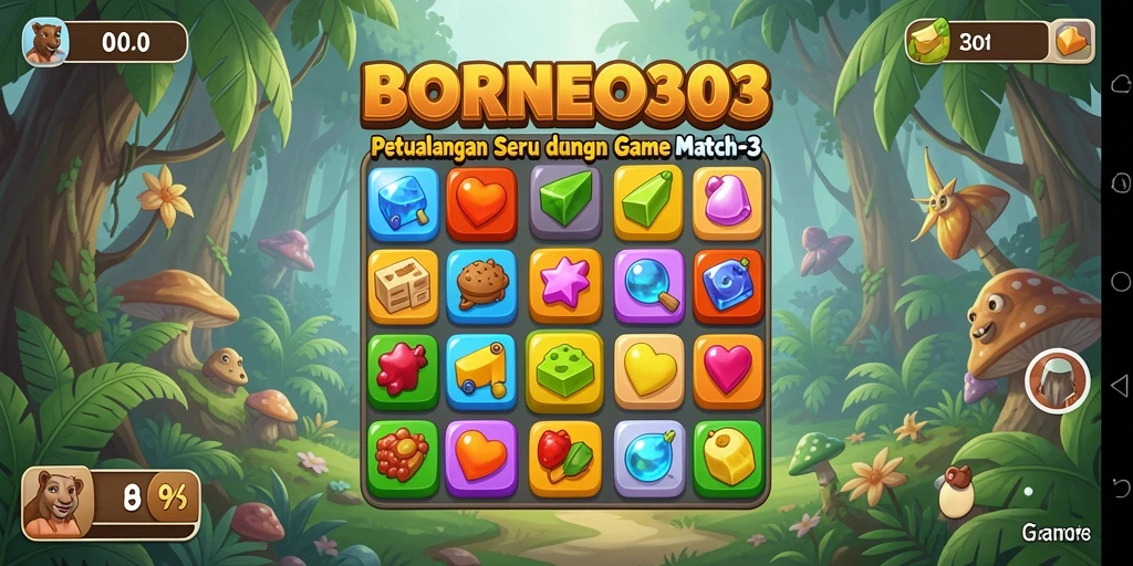 Tampilan gameplay seru mencocokkan permata di BORNEO303.