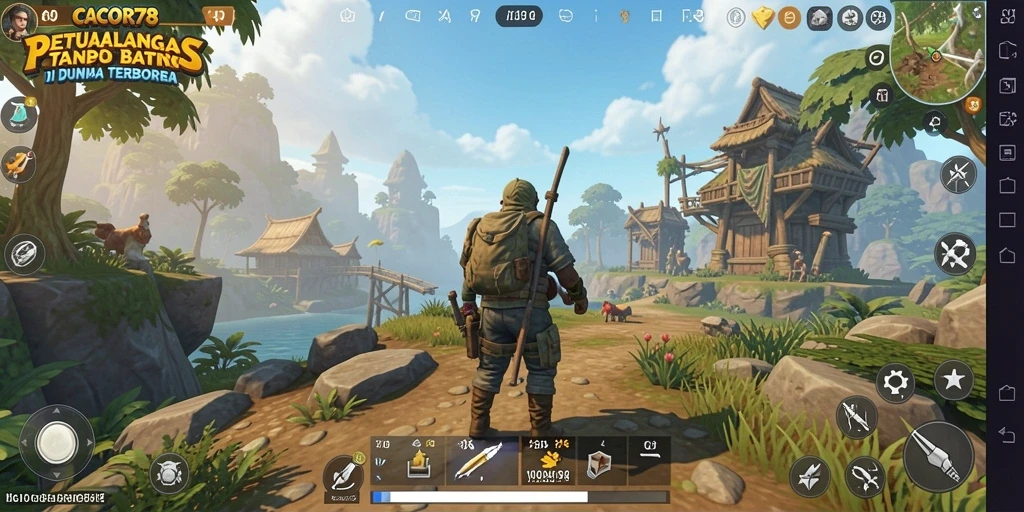 Screenshot menunjukkan petualangan menarik di dunia terbuka CACOR78.