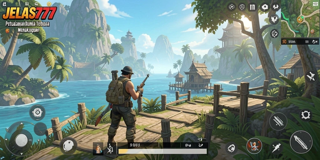 Tampilan gameplay <strong>JELAS777</strong> yang menakjubkan di dunia terbuka.