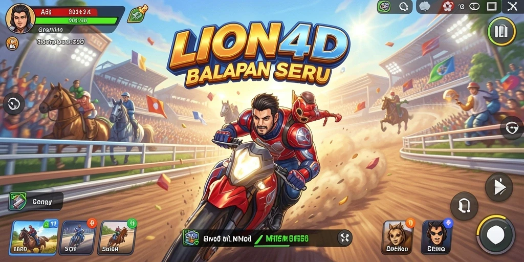 Tampilan gameplay LION4D dengan grafik balapan yang sangat realistis.