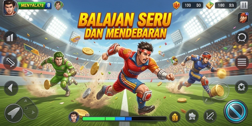 Gameplay seru MENYALA78 dengan mobil balap di trek menantang.