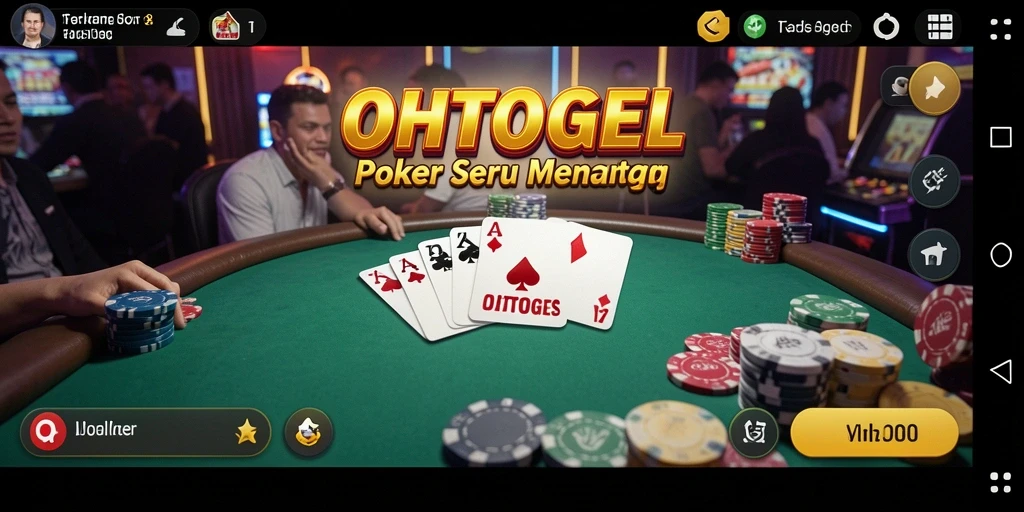 Screenshot OHTOGEL menunjukkan aksi seru permainan poker di ponsel.