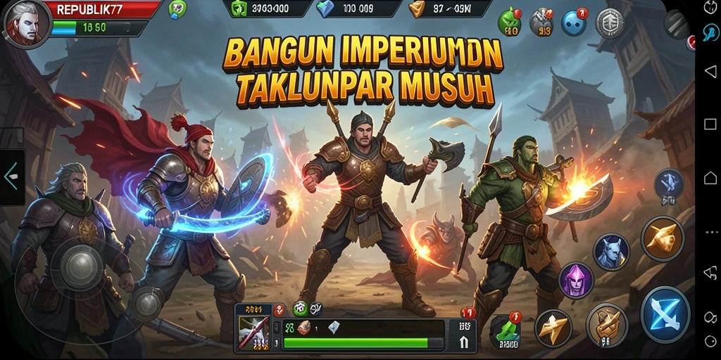 Tampilan gameplay <strong>REPUBLIK77</strong> menunjukkan aksi strategi yang mendebarkan.