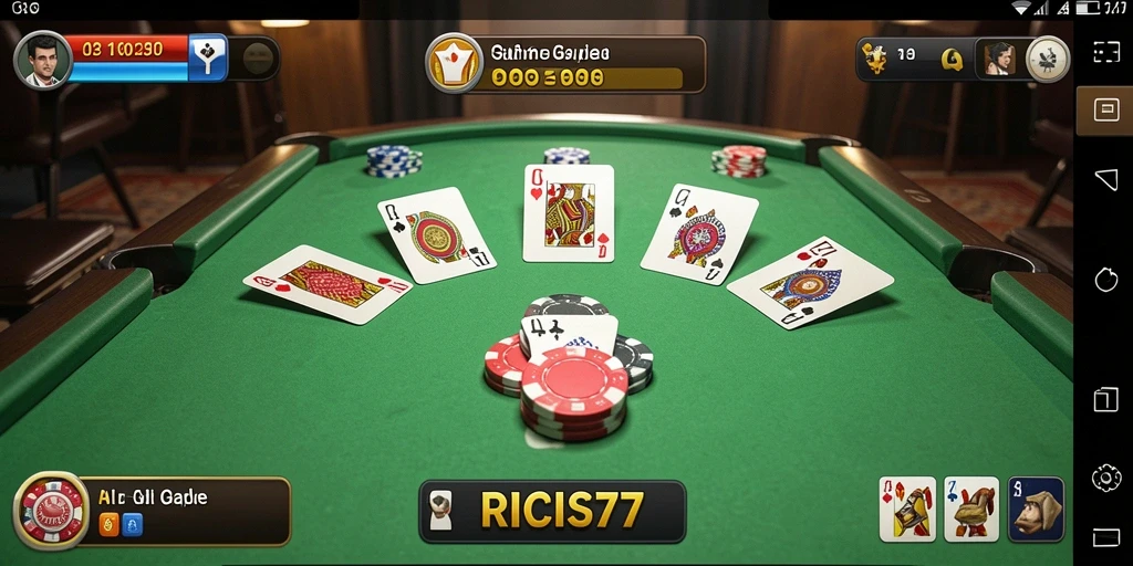 Screenshot gameplay RICIS77 yang menggambarkan keseruan bermain Gaple.