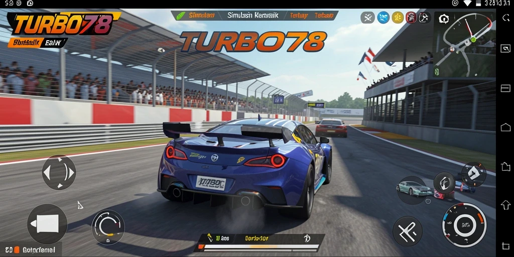 Screenshot utama TURBO78 menampilkan aksi balapan yang mendebarkan.