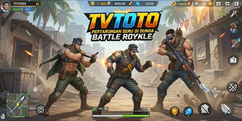 Screenshot TVTOTO menampilkan aksi seru dalam pertarungan Battle Royale.