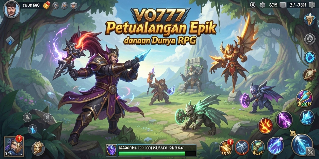 Screenshot dari gameplay VO777 menampilkan pertempuran seru di dunia RPG.