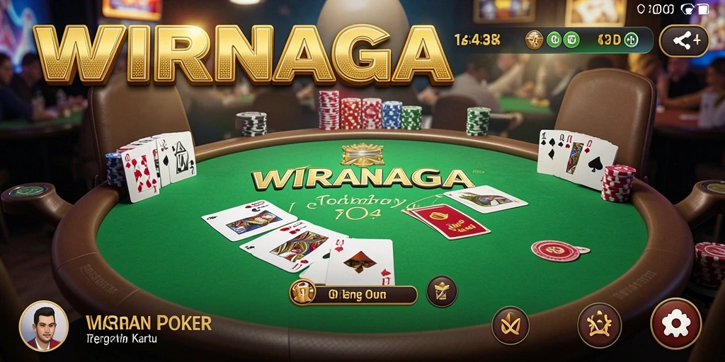 Tampilan gameplay seru dalam WIRANAGA saat bermain Poker.